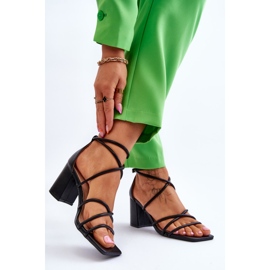 Piele la modă Sandale cu toc pentru femei Primma negru 2
