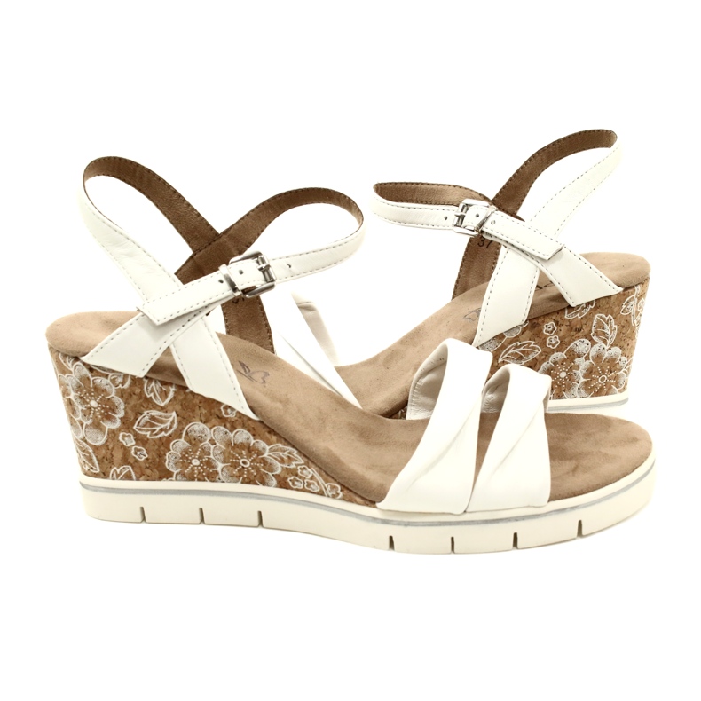 Sandale Caprice din piele cu pană 9-28710-20 160 White Softnap alb 1