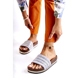 S.Barski Flip-flops clasici pentru femei cu lant, albastru 2