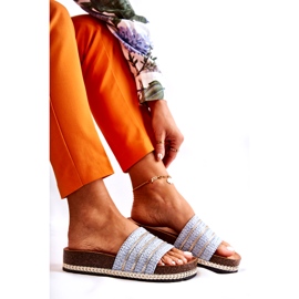 S.Barski Flip-flops clasici pentru femei cu lant, albastru 7