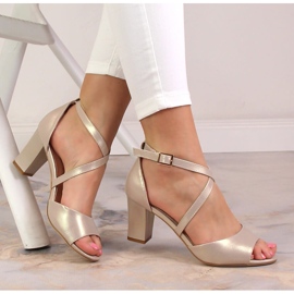 Sandale de damă elegante auriu satinat pe post Sergio Leone SK862 de aur 1