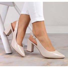 Sandale de dama din piele lacuita bej Sergio Leone SK162 1