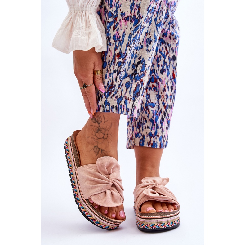 Papuci de damă pe o platformă masivă roz deschis Terisa 1