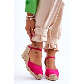 Espadrile din piele intoarsa fucsia Cammer Sandale cu pane roz 1