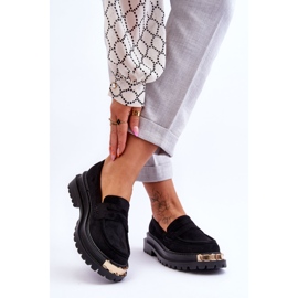 Mocasini clasici din piele intoarsa cu ornamente Monaro neagra negru 2