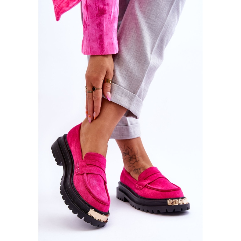 FJ1 Mocasini clasici din piele intoarsa cu ornamente Fuchsia Monaro roz 2 FJ1 Mocasini clasici din piele intoarsa cu ornamente Fuchsia Monaro roz 2