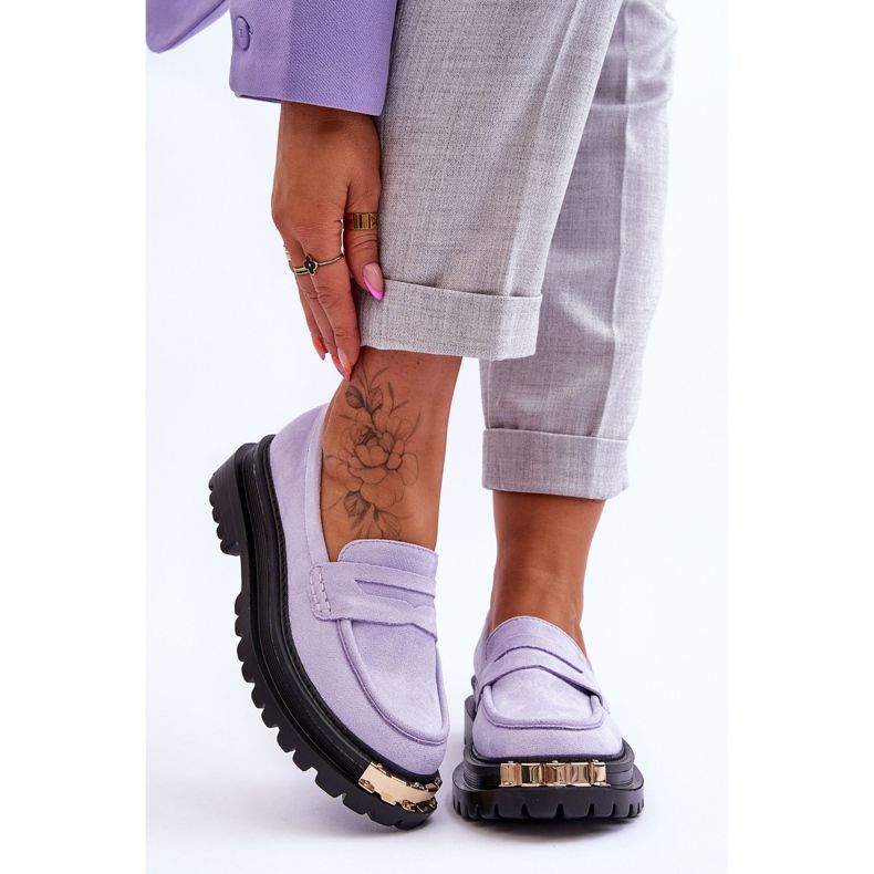 FJ1 Mocasini clasici din piele intoarsa cu ornamente violet Monaro 1 FJ1 Mocasini clasici din piele intoarsa cu ornamente violet Monaro 1