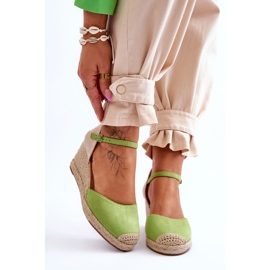Espadrile din piele intoarsa Sandale cu pane Cammer verde 2