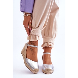 Espadrile din piele Sandale cu pană Silver Cammer argint 1