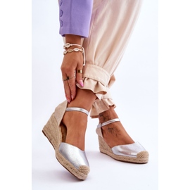 Espadrile din piele Sandale cu pană Silver Cammer argint 2