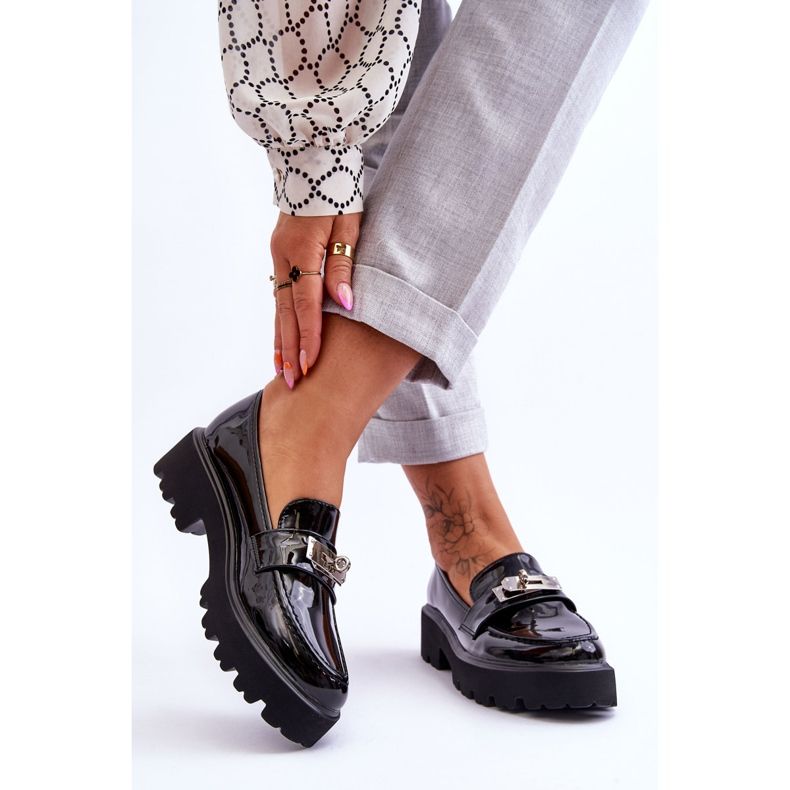 FJ1 Mocasini Lacuiti Cu Decorat Platforma Glory Neagra negru 2