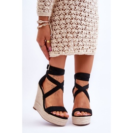 FJ1 Sandale Confortabile Pe O Pană Înaltă Neagră Lemira negru 1 FJ1 Sandale Confortabile Pe O Pană Înaltă Neagră Lemira negru 1