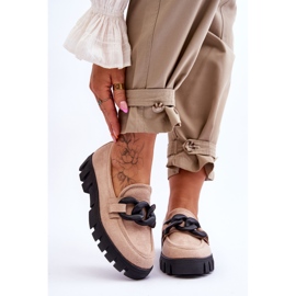 Vinceza Mocasini cu platformă din piele intoarsa pentru dama, bej Bennett negru 1