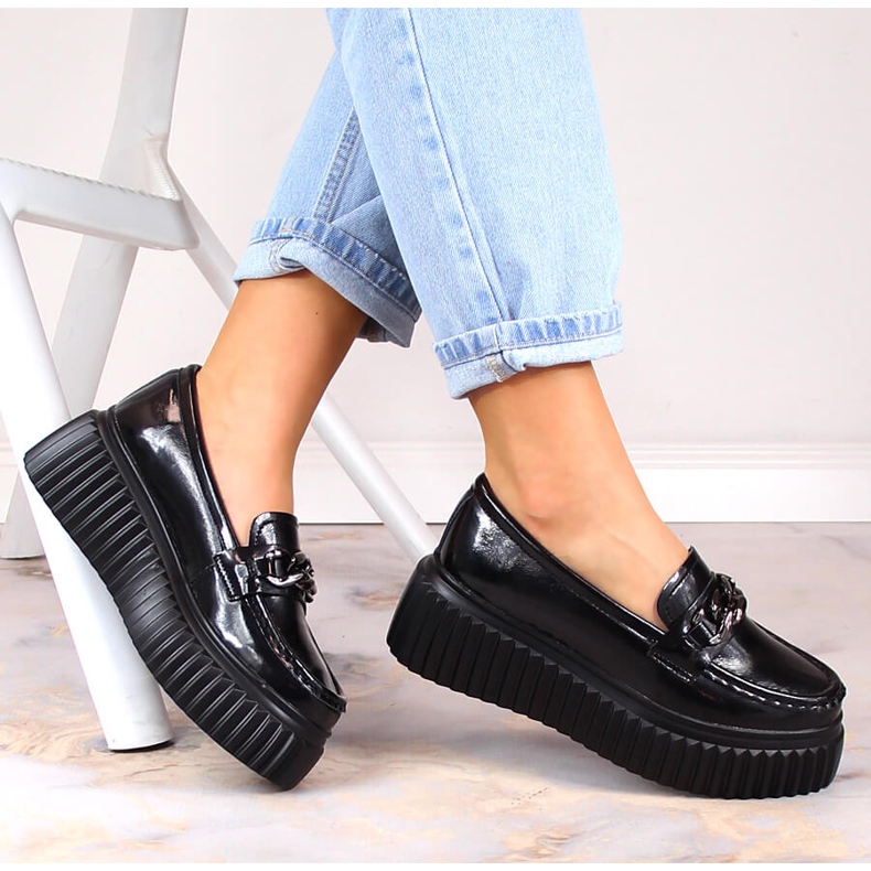 Mocasini Filippo DP4450 din piele neagra pe platforma negru 1