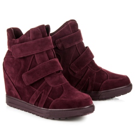 J. Star Tenisi din piele intoarsa cu velcro roșu 1