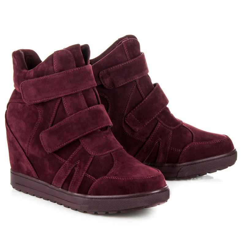 J. Star Tenisi din piele intoarsa cu velcro roșu 1