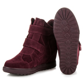 J. Star Tenisi din piele intoarsa cu velcro roșu 2