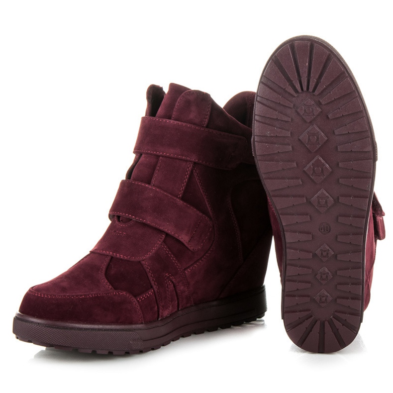 J. Star Tenisi din piele intoarsa cu velcro roșu 2