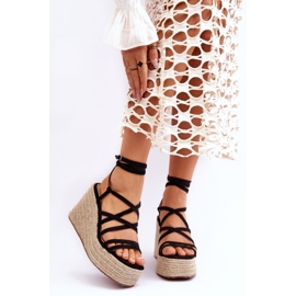 Sandale cu pană din piele Negru Margaritt 1