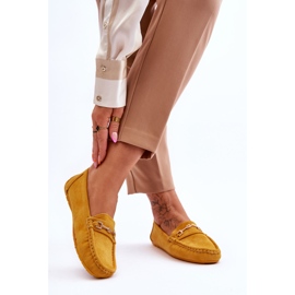 FJ1 Mocasini din piele intoarsa cu ornament Eleina galben 2