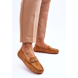 Mocasini din piele intoarsa cu ornament maro Eleina 2