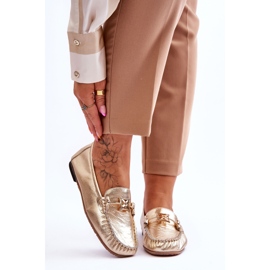Mocasini Clasici De Piele Cu Decoratie Laura Messi 2459 Aur de aur 1