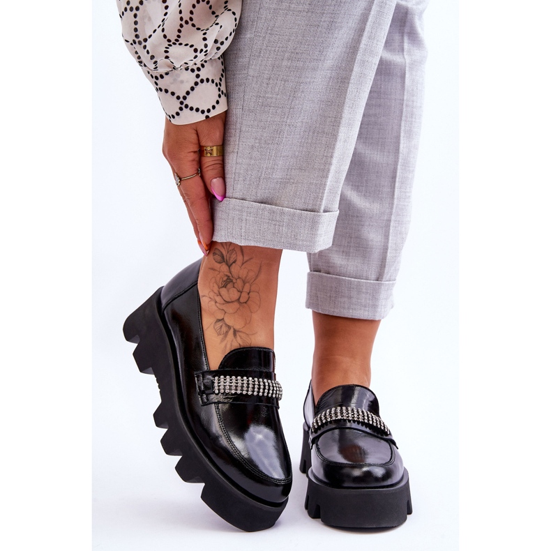 Mocasini La Moda Pe Platforma Cu Decorat Laura Messi 2600 Negru 1