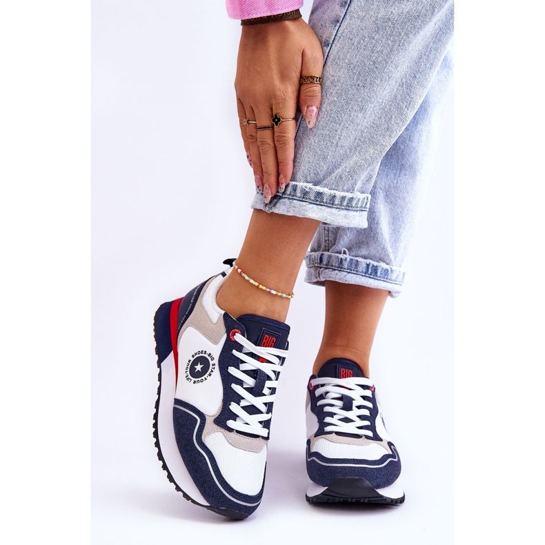 Pantofi dama Memory Foam System Big Star LL274538 Alb-Albastru marin 1