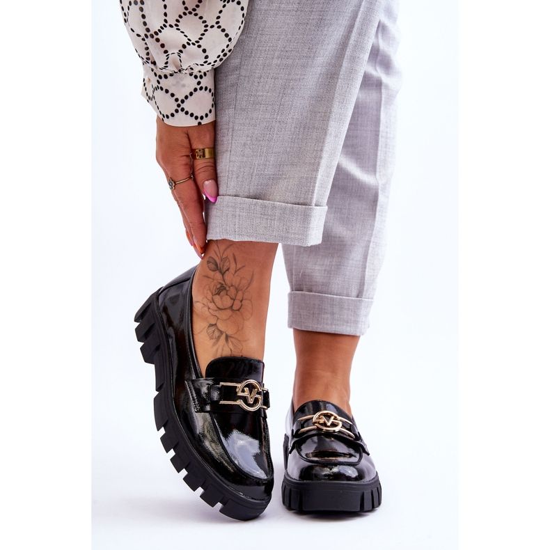 Vinceza Mocasini de dama lacuiti Negri Sanvi negru 1