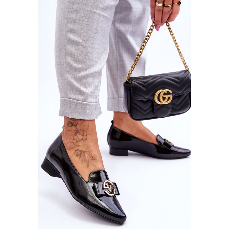 Vinceza Mocasini negri cu toc joasa Asselia negru 2