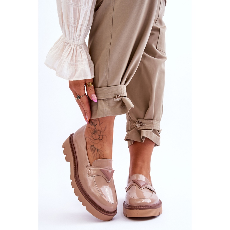 Vinceza Mocasini De Dama Lacuiti Pe Platforma Cu Decor Bej Jonett 1