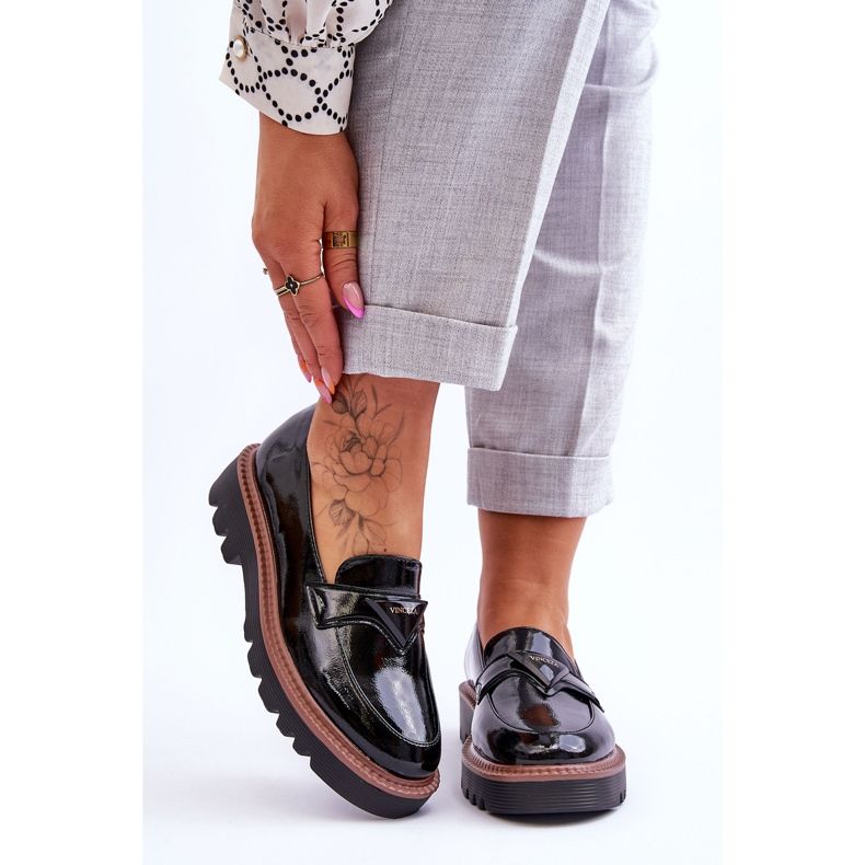 Vinceza Mocasini Lăcuiți Damă Platformă Cu Decor Jonett Negru 1