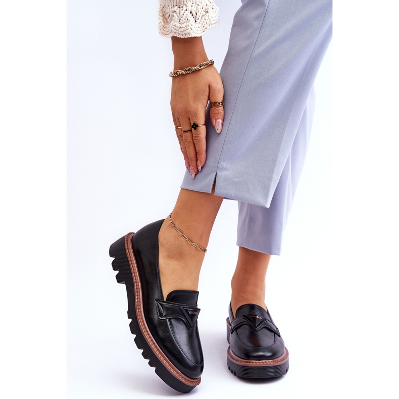 Vinceza Mocasini De Dama Piele Pe Platforma Cu Decorat Negru Jonett 1