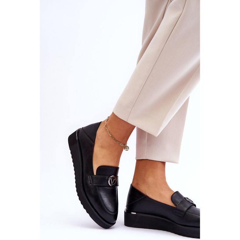 Vinceza Mocasini din piele cu pană joasă pentru damă, negru Synthia 2