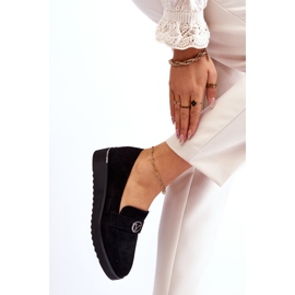 Vinceza Mocasini cu pană joasă din piele intoarsa pentru dama, negru Synthia 2