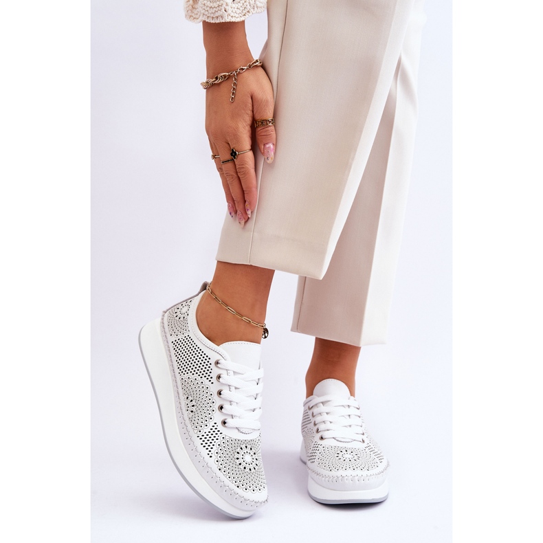 Vinceza Pantofi Sport Ajurat Damă Piele Alb Marea 1 Vinceza Pantofi Sport Ajurat Damă Piele Alb Marea 1
