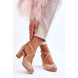 Sandale de damă cu toc Sergio Leone SK864 bej închis 2