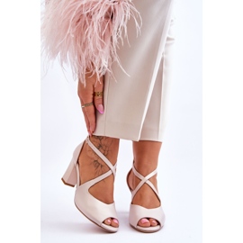 Sandale de damă cu toc Sergio Leone SK864 bej perlat 1