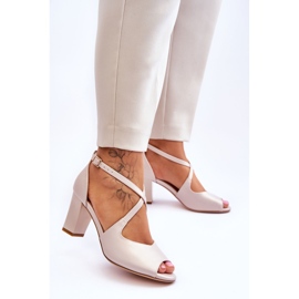 Sandale de damă cu toc Sergio Leone SK864 bej perlat 2