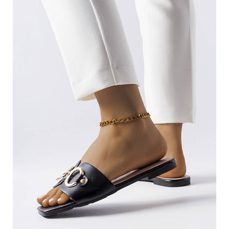 Clape elegante negre cu lanț de la Corbin negru 2