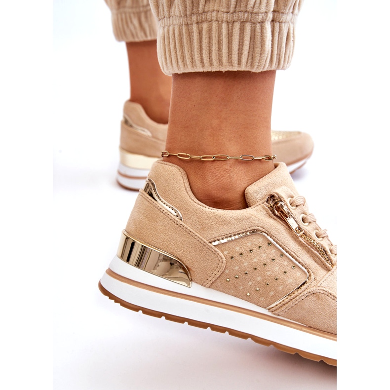 Marquiiz Pantofi Sport Dama Adrea Cu Fermoar Decorativ Bej 3