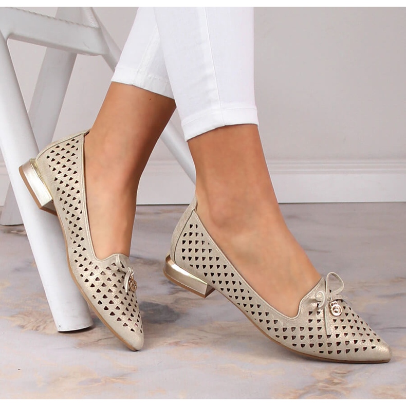 Pantofi ascuțiți aurii pentru damă Jezzi ASA178-5 de aur 1