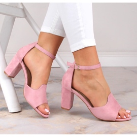 Sandale de dama roz de piele intoarsa Potocki YQ21035 1 Sandale de dama roz de piele intoarsa Potocki YQ21035 1