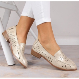 Pantofi de damă, ajurati, aurii strălucitori Potocki SZ12075 de aur 1