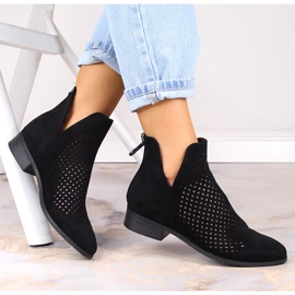 Cizme de damă ajurate din piele intoarsa neagra Potocki SZ12107 negru 1