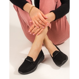 Mocasini de dama negri din material textil Shelovet negru 2