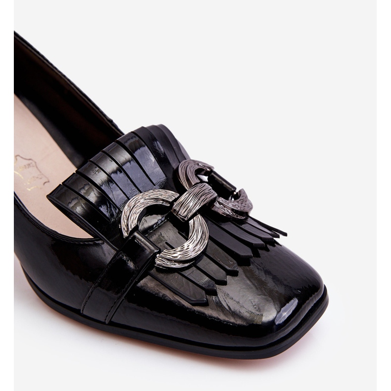 S.Barski Pumps confortabili din piele lacuita neagra Mercy negru 1