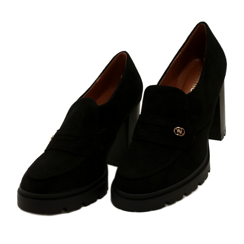 Evento Mocasini la modă pe platformă și bară neagră negru 3