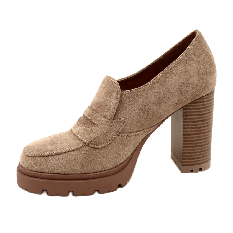 Evento Mocasini la modă pe platformă și bară bej 2