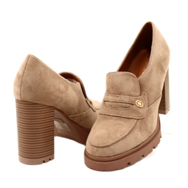 Evento Mocasini la modă pe platformă și bară bej 4